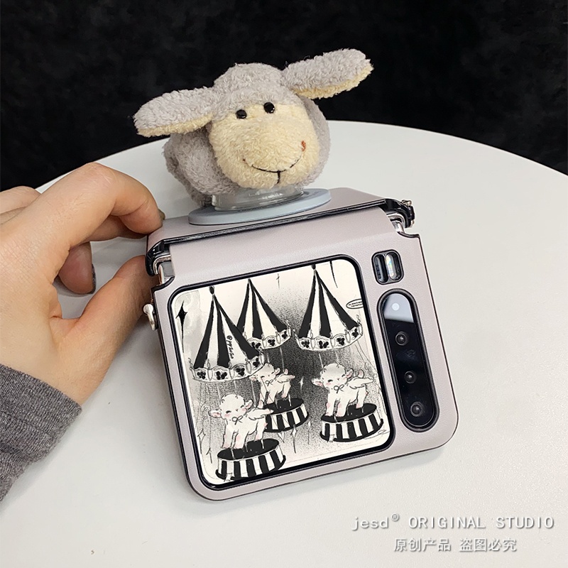可爱趴趴公仔毛绒绵羊磁吸支架适用荣耀MagicVFlip2手机壳新款PuraX典藏版保护套华为Pocket2折叠屏novaFlip