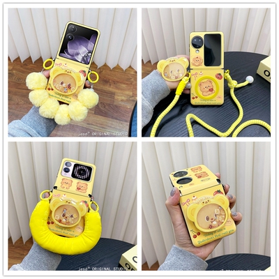 黄油小熊磁吸支架适用华为pocket2三星zflip6/5/4折叠屏n3flip手机壳小米mixflip荣耀vflip保护套novaflip女