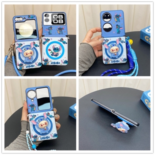史迪仔磁吸支架适用三星zflip6折叠屏手机壳zflip5华为pocket2保护套小米mixflip可爱小怪兽n3flip荣耀vflip