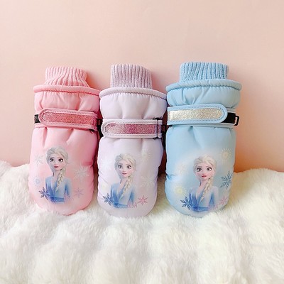 迪士尼艾莎公主女童保暖防水手套