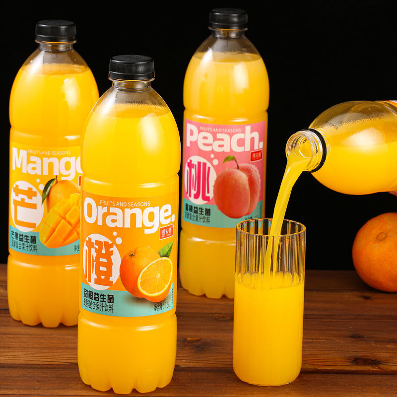 1.5L6瓶果汁饮料水蜜桃汁果味益生菌芒果甜橙橙汁整箱批特价味升
