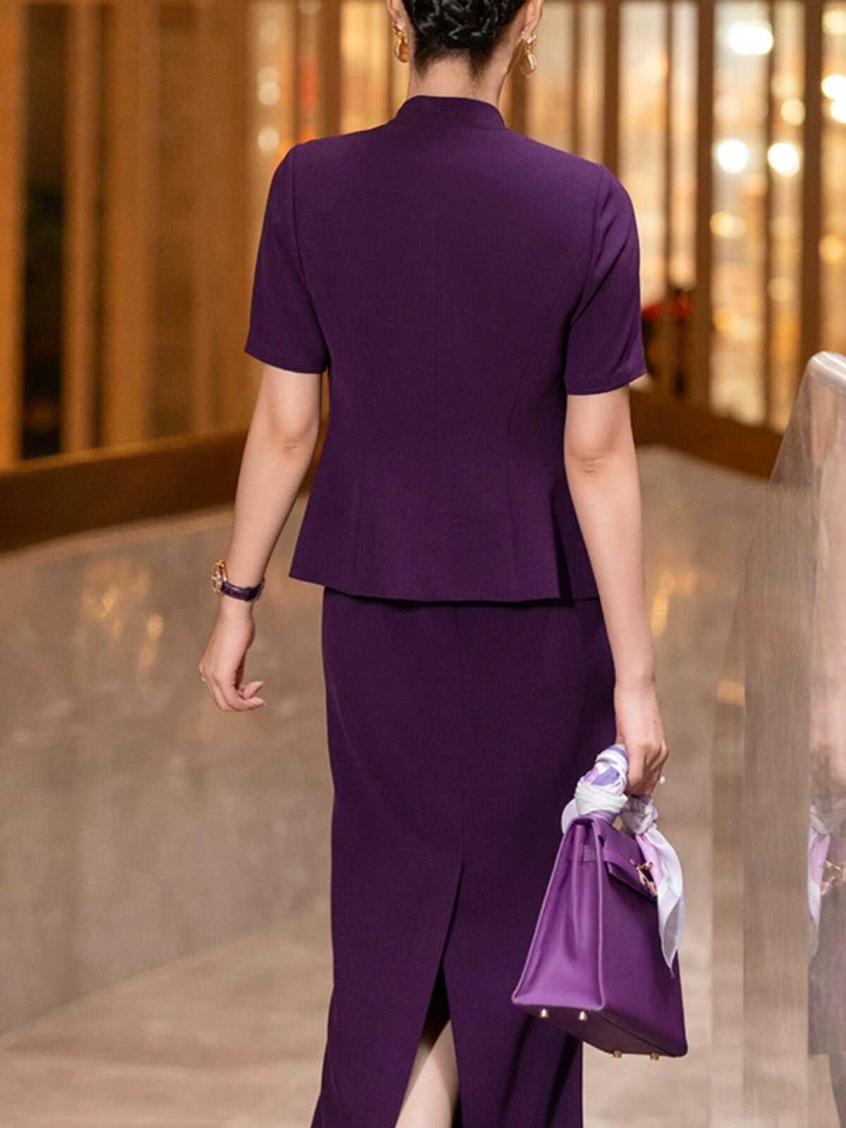 PURPLE SUIT WOMENS 2024 SUMMER NEW HIGH-END FASHION TEMPERAMENT DRESS PROFESSIONAL SUIT TWO-PIECE SET