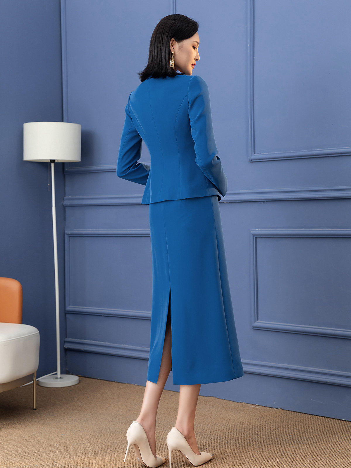 LADYS SPRING TWO-PIECE SUIT 2023 NEW TEMPERAMENT DIGNIFIED SELF-CULTIVATION THIN BLUE SKIRT PROFESSIONAL SUIT FEMALE