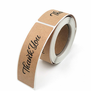 批发卷装 牛皮纸不干胶谢谢贴纸礼品信封订单烘焙蛋糕封口贴标签