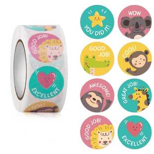 儿童英文励志卡通可爱动物奖励不干胶贴纸表扬鼓励学生文具标签贴