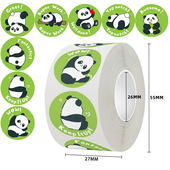 卡通熊猫表情包儿童鼓励卷卷贴铜版 纸胶带不干胶教师可爱激励贴纸