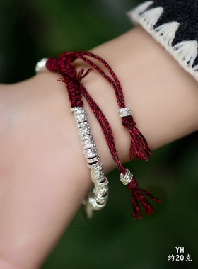 纯银黄财神盘缠手串盘缠俗称钱串子”寓意腰缠万贯顺风顺水雪花银