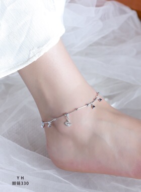 光光的脚上要有美丽的脚链来修饰新款来袭怎么美怎么穿纯银雪花银