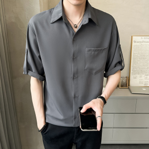 店主风大  冰丝垂坠感短袖衬衫衬衣五分袖量大价低C21-P50图片