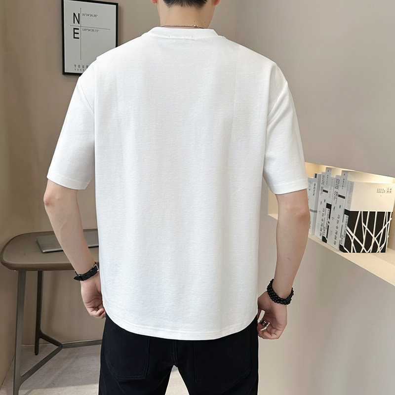 新面料轻奢高级男士设计感美式复古拼接短袖T恤半袖8784-P48,男装T恤,电商D246
