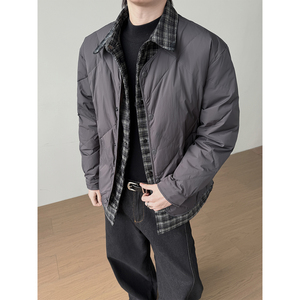 @标50 美式抖音羽绒服假两件格子高级感男外套98006-P185图片
