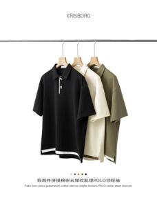 网图慎用抖音  肌理感罗马布男士撞色短袖T恤polo杉PL529-P55图片