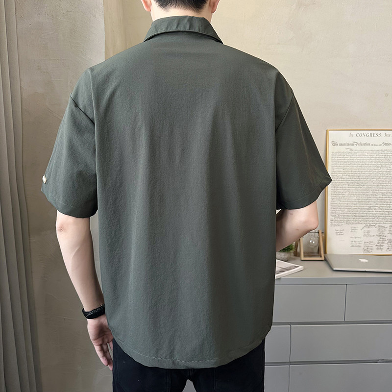 店主风男士polo衫重磅设计感款工装双口袋短袖T恤半袖8031-P50,男装T恤,电商D246
