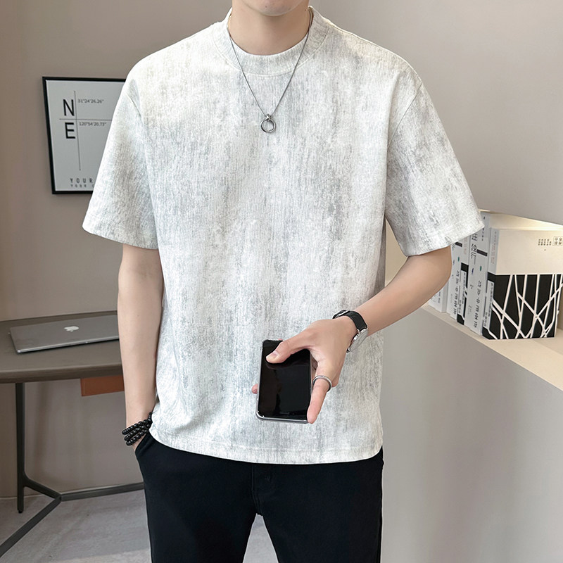 重磅260g新面料轻奢冰丝男士设计感晕染短袖T恤半袖T535-P48,男装T恤,电商D246