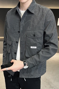 @店主风-工装格子春秋季新款翻领长袖夹克外套1101-P95图片