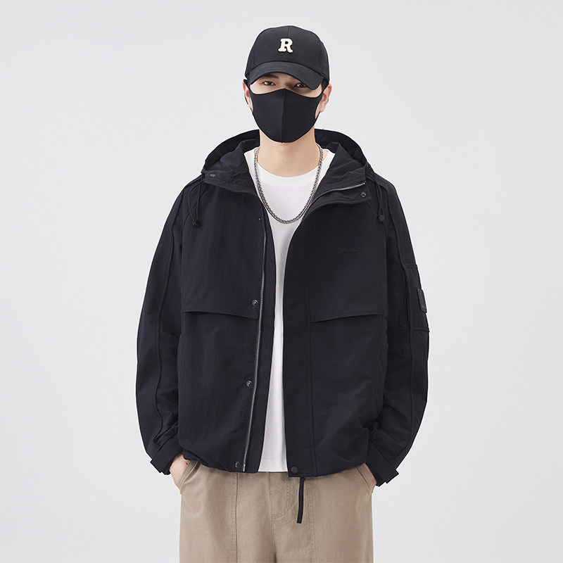 @无影墙-2025春秋装装冲锋衣连帽男裁剪工装夹克外套9803-P115,男装夹克,电商D246