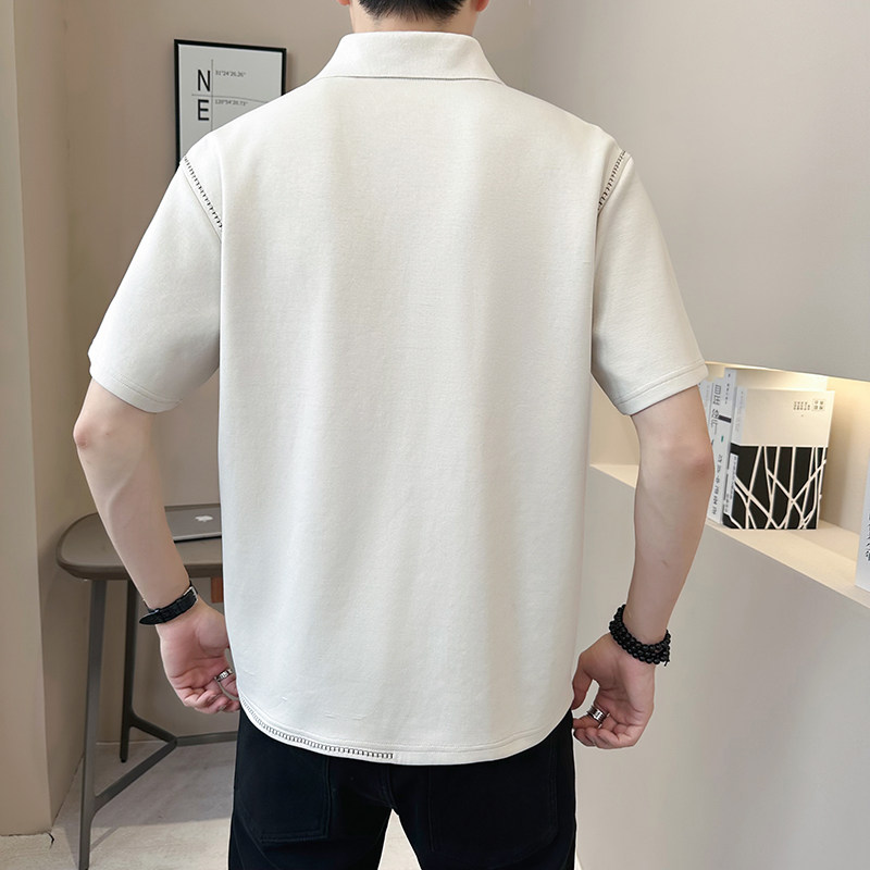 重磅冰丝凉感轻奢高级男士设计感polo杉短袖T恤半袖3590-P55,男装T恤,电商D246