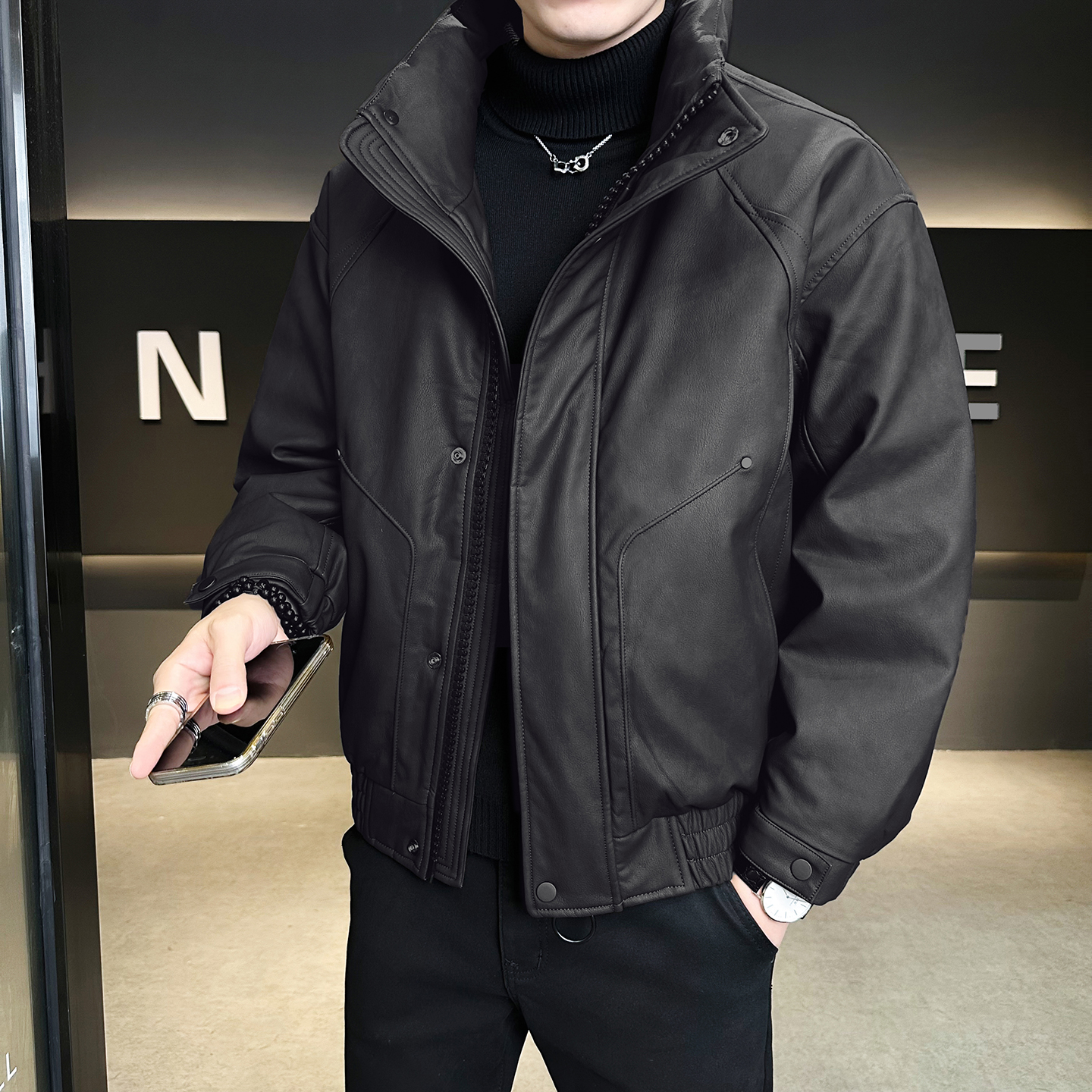 @新标90淘系美式皮衣外套羽绒服设计感男外套YR895-P260，男装皮衣，电商D246