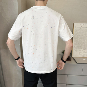 @店主 扎染设计男士高克重圆领泼墨短袖T恤半袖85235-P48图片