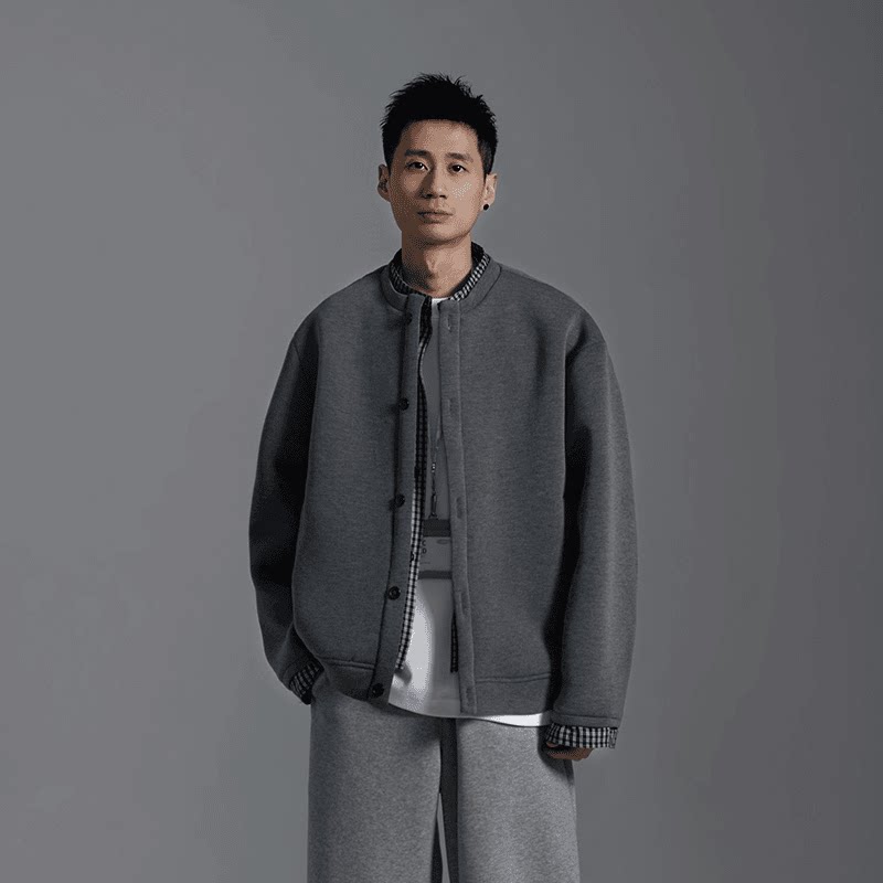 抖音杭曼男装假两件外套高级感格子拼接设计男女款6126-P105，女装短外套，电商D246