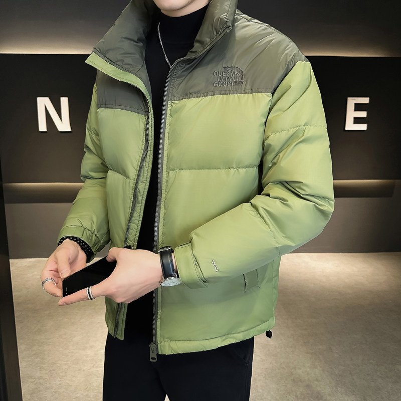 @店主风-冬白鸭绒拼接立领羽绒服潮流男拼接上衣YR855-P135,男装羽绒服,电商D246