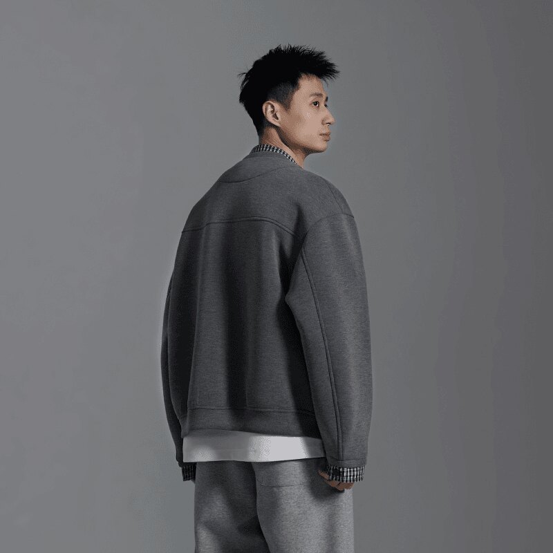 抖音杭曼男装假两件外套高级感格子拼接设计男女款6126-P105,女装短外套,电商D246