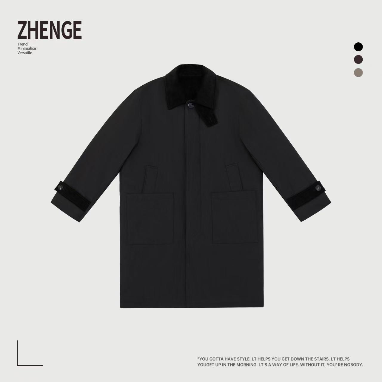 @标网图2025新款中长款外套羽绒服设计感男翻领外套25399-P220,男装羽绒服,电商D246