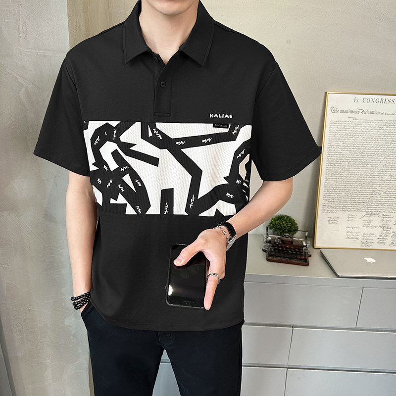 @店主 2025夏季冰感纯棉拼接设计感短袖T恤polo衫25506-P58图片