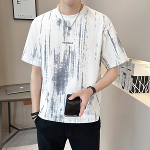 @店主 扎染设计男士高克重圆领渐变短袖T恤半袖85232-P48图片