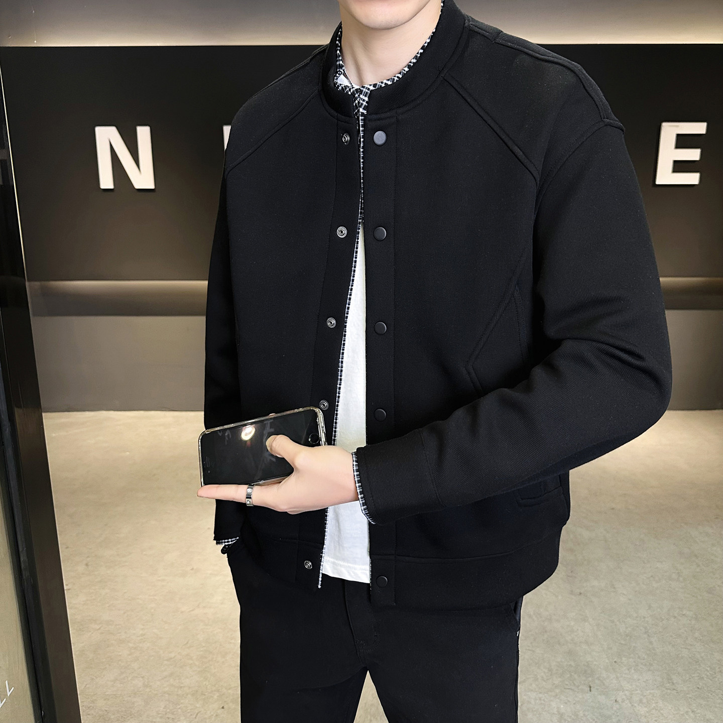 2026春秋新款 男士外套定制开衫假两件工装夹克男JK158-P100图片