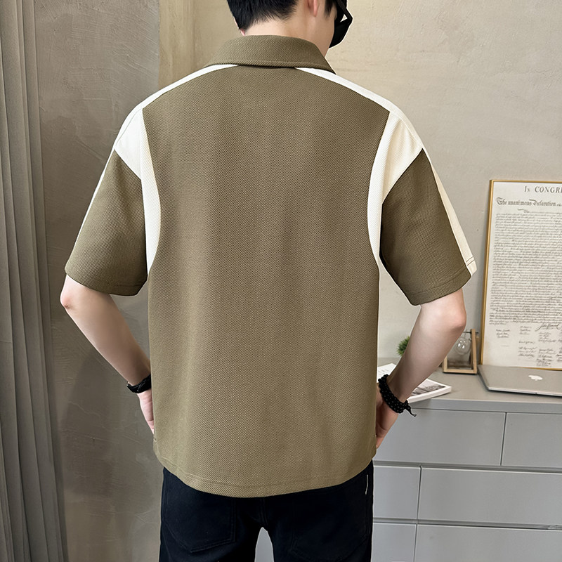 抖音伯爵重磅280克冰感宽松拼接短袖T恤polo衫PL01-P55,男装Polo衫,电商D246