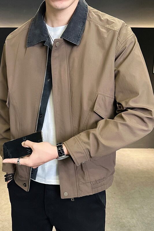 @店主-2025春装抖音男士假两件牛仔工装夹克外套25801-P115,男装夹克,电商D246