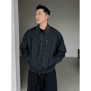 网图@标50 美式风格牛仔外套拼接羽绒服潮流男翻领领YR899-P205，男装工装外套，电商D246