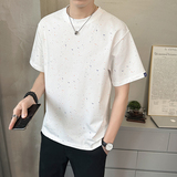 @店主扎染设计男士高克重圆领泼墨短袖T恤半袖85235-P48，男装T恤，电商D246