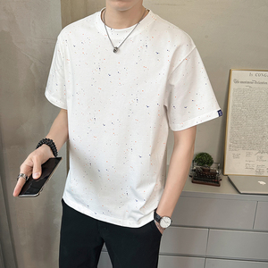 @店主 扎染设计男士高克重圆领泼墨短袖T恤半袖85235-P48图片