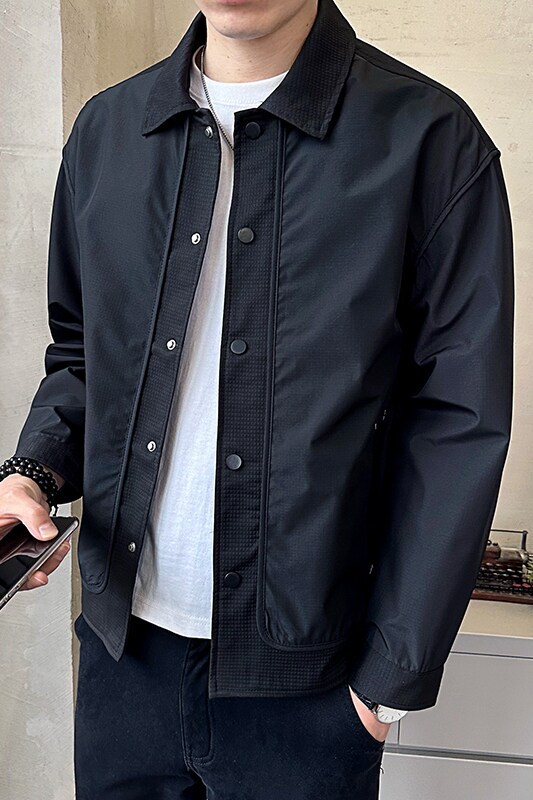 @店主-抖音男士高端针织拼接假两件工装夹克外套505-P100,男装夹克,电商D246