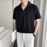 轻熟风重磅男士华夫格古巴领短袖T恤半袖T008-P40，男装T恤，电商D246