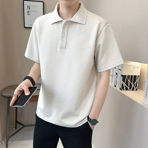 重磅冰丝凉感轻奢高级男士设计感polo杉短袖T恤半袖3590-P55图片