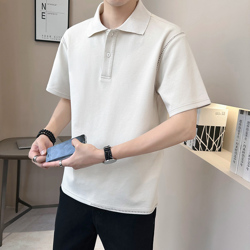 重磅冰丝凉感轻奢高级男士设计感polo杉短袖T恤半袖3590-P55,男装T恤,电商D246
