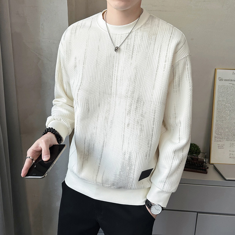 抖音特殊面料上衣男针织长袖卫衣圆领外套休闲-8826-P58控88,女装短外套,电商D246