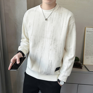 抖音 特殊面料上衣男针织长袖卫衣圆领外套休闲-8826-P58控88图片