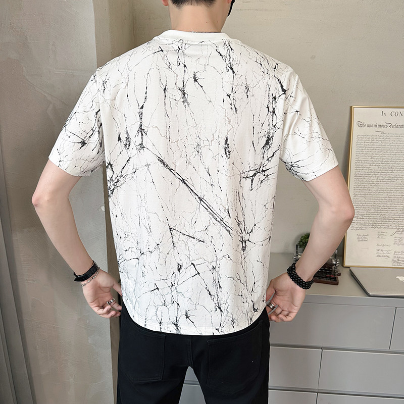 @店主扎染设计男士高克重圆领泼墨短袖T恤半袖85118-P48,男装T恤,电商D246