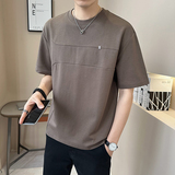 新面料轻奢高级男士设计感美式复古拼接短袖T恤半袖8786-P48，男装T恤，电商D246