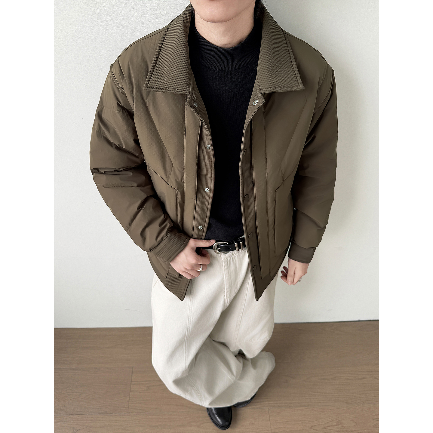 @标美式风格肌理感外套羽绒服潮流男衬衫领18819-P175，男装衬衫，电商D246