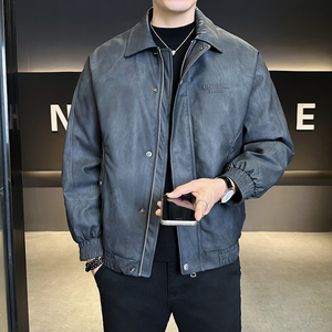 @标美式皮衣秋冬新款翻领工装皮羽绒服潮流男外套906-P220