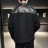 @店主风-抖音空气层麂皮绒拼接皮秋季长袖夹克外套JK120-P105，男装夹克，电商D246