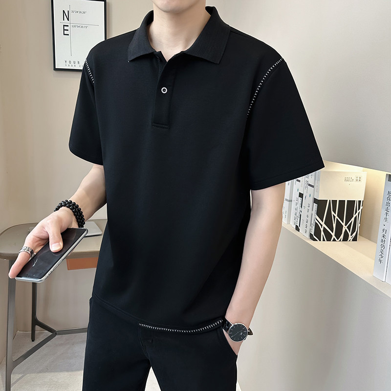 重磅冰丝凉感轻奢高级男士设计感polo杉短袖T恤半袖3590-P55,男装T恤,电商D246