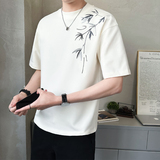 原版面料新中式竹子男士高克重刺绣圆领短袖T恤半袖T511-P40，男装T恤，电商D246