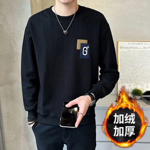 @加绒加厚 特殊面料男针织长袖卫衣圆领外套-8823加绒-P68图片