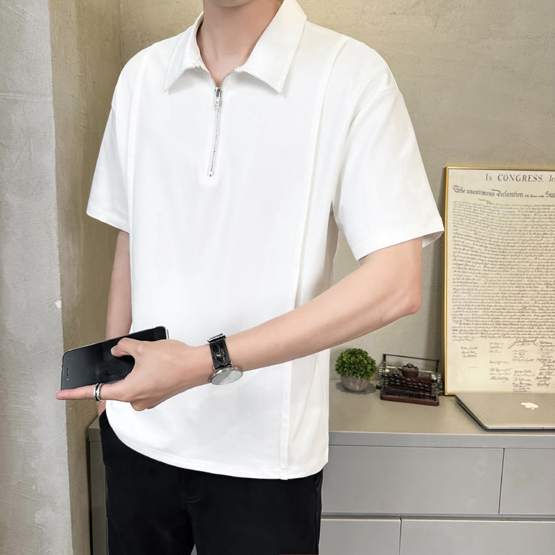 抖音冰丝速干男士凉感撞色圆领短袖T恤polo杉T523-P5588,男装T恤,电商D246